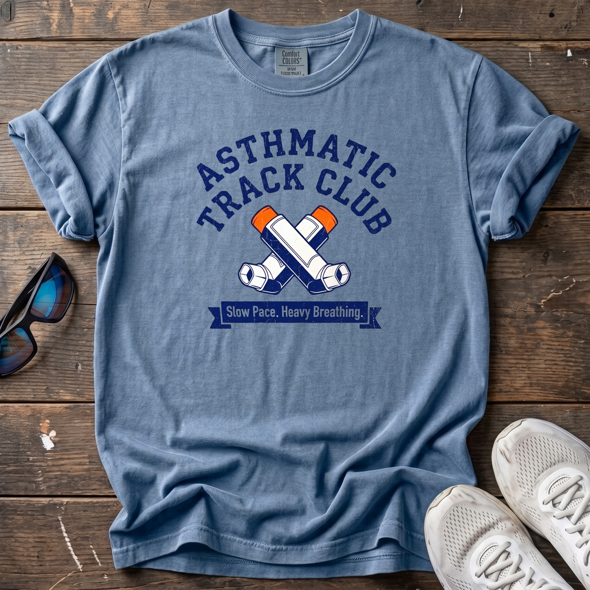 Asthmatic Track Club Tee — Blue Jean