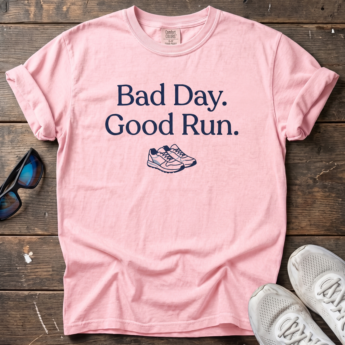 Bad Day Good Run Tee — Blossom