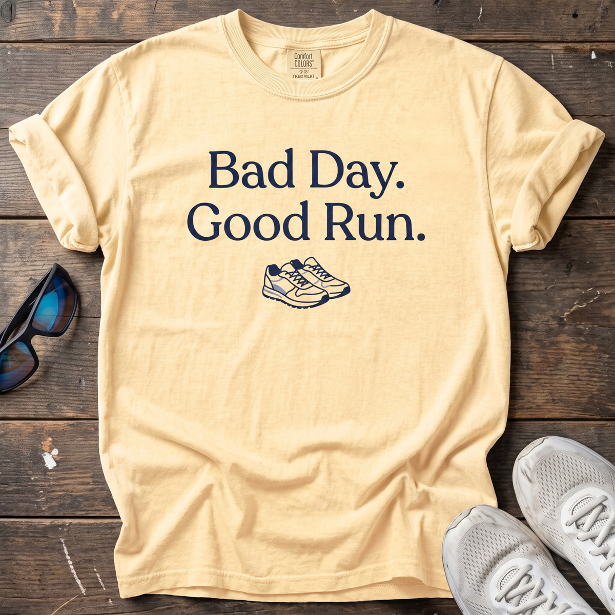 Bad Day Good Run Tee — Butter