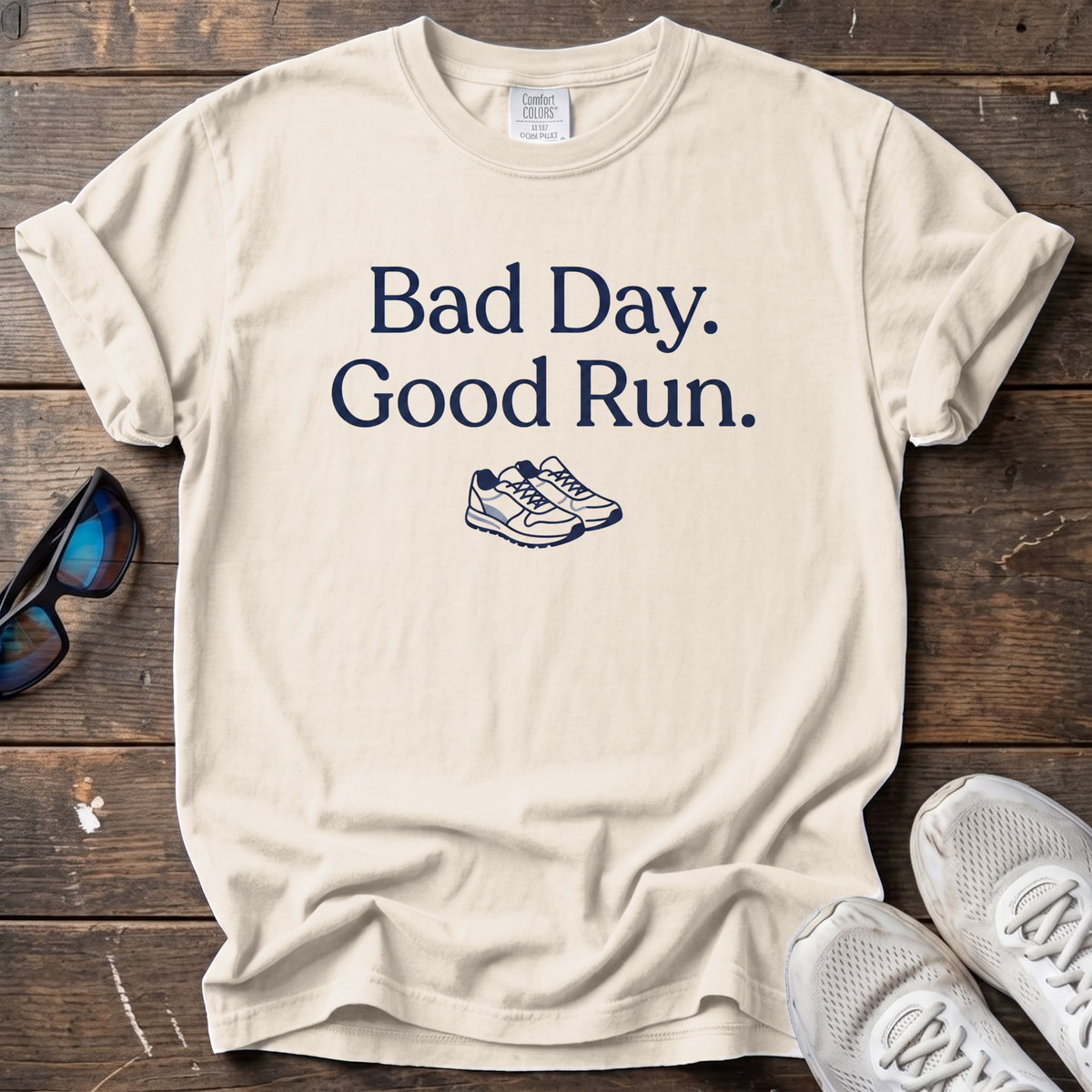 Bad Day Good Run Tee — Ivory