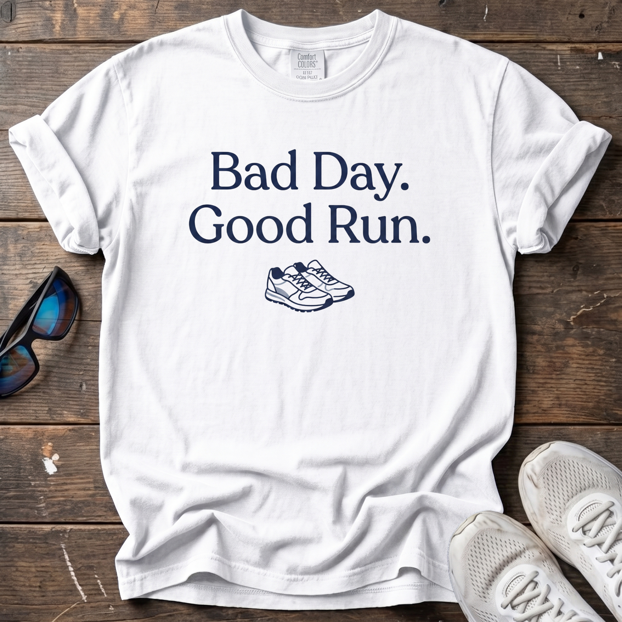 Bad Day Good Run Tee — White