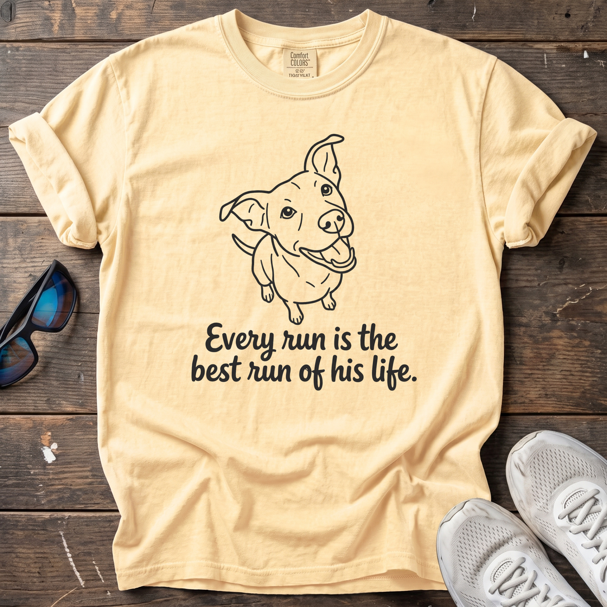 Best Run of His Life Dog Tee — Butter