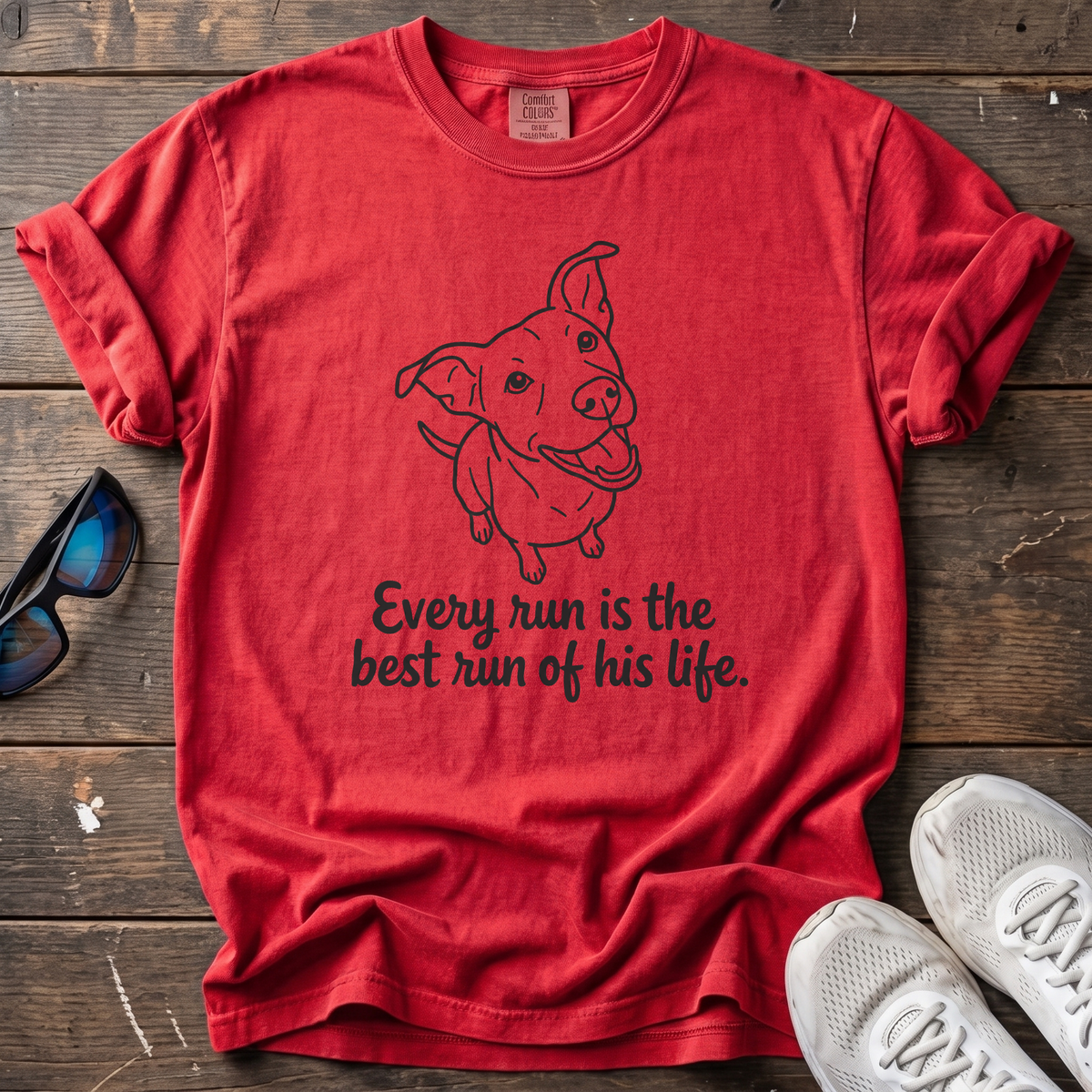 Best Run of His Life Dog Tee — Red