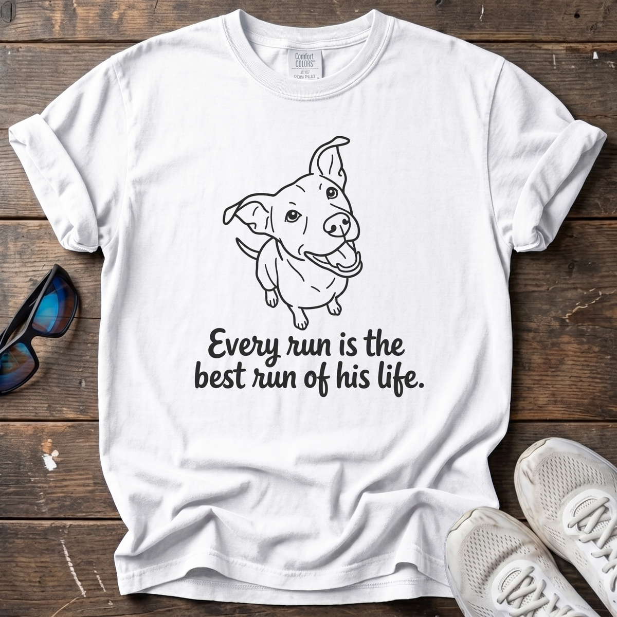Best Run of His Life Dog Tee — White