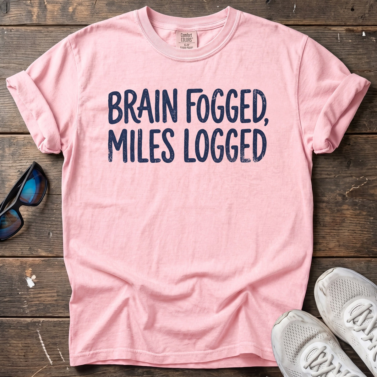 Brain Fogged, Miles Logged Tee — Blossom