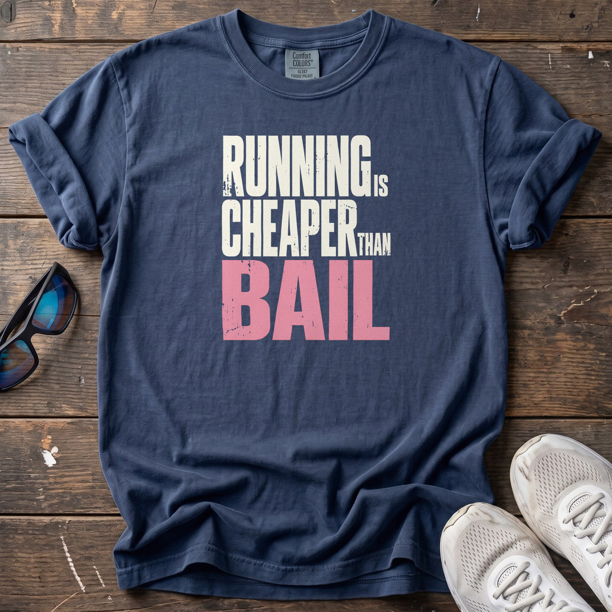 Cheaper than Bail Tee — True Navy