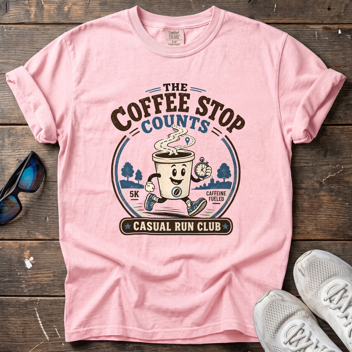 The Coffee Stop Counts Run Club Tee — Blossom
