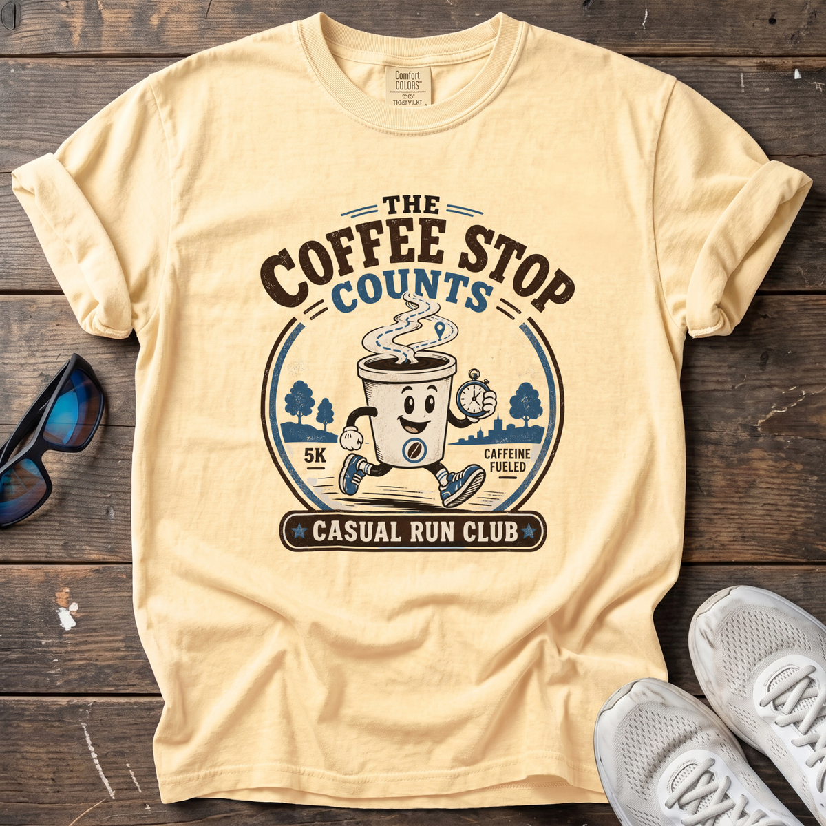 The Coffee Stop Counts Run Club Tee — Butter