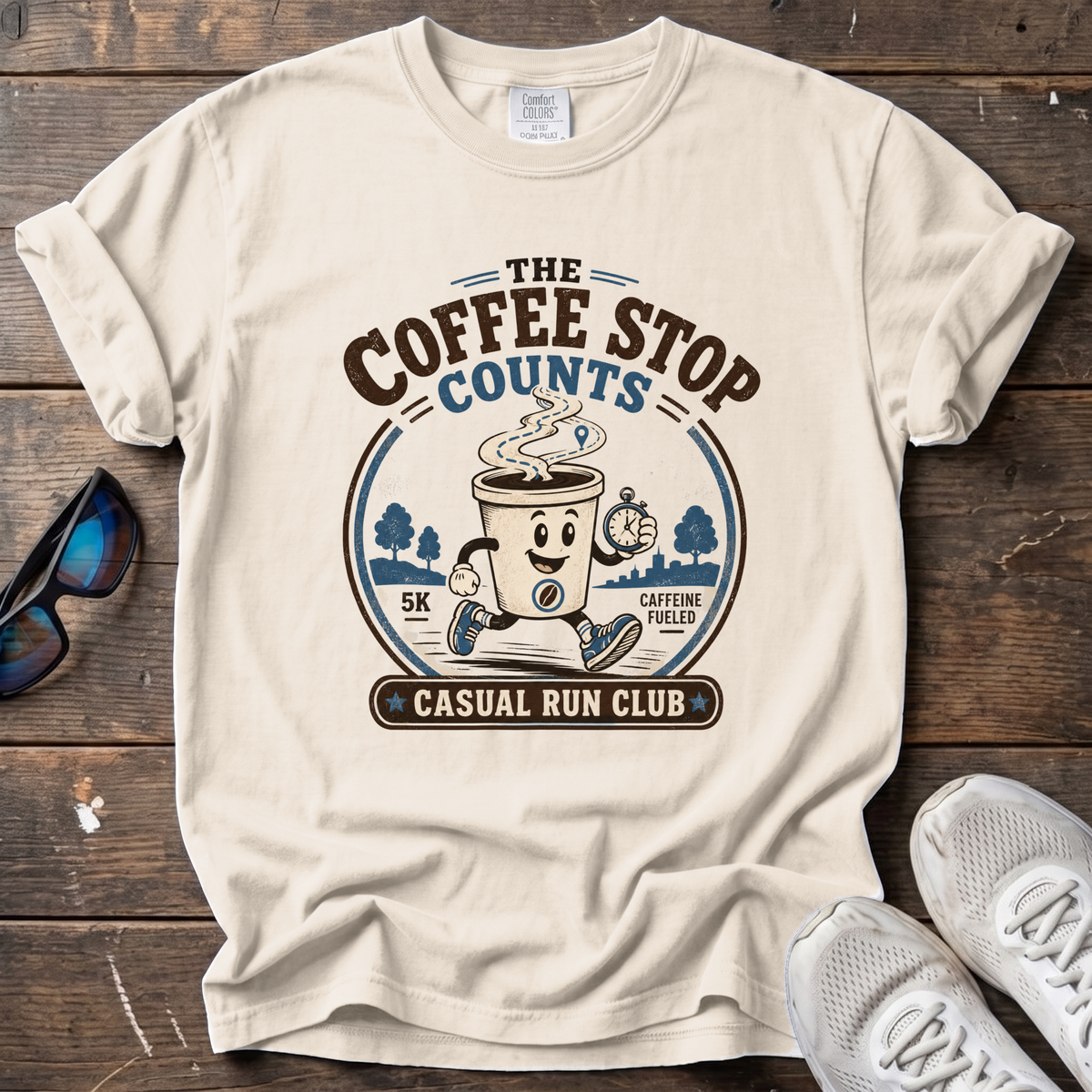The Coffee Stop Counts Run Club Tee — Ivory
