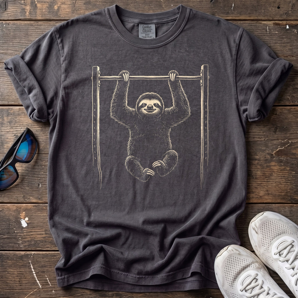 Cross Trained Sloth Tee — Graphite