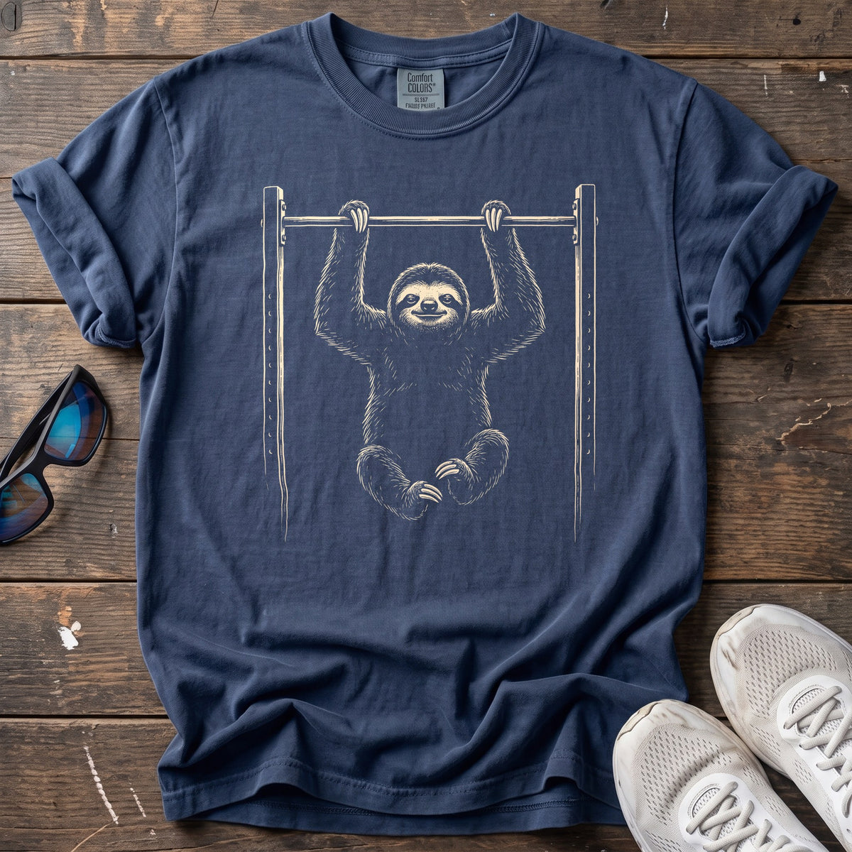 Cross Trained Sloth Tee — True Navy