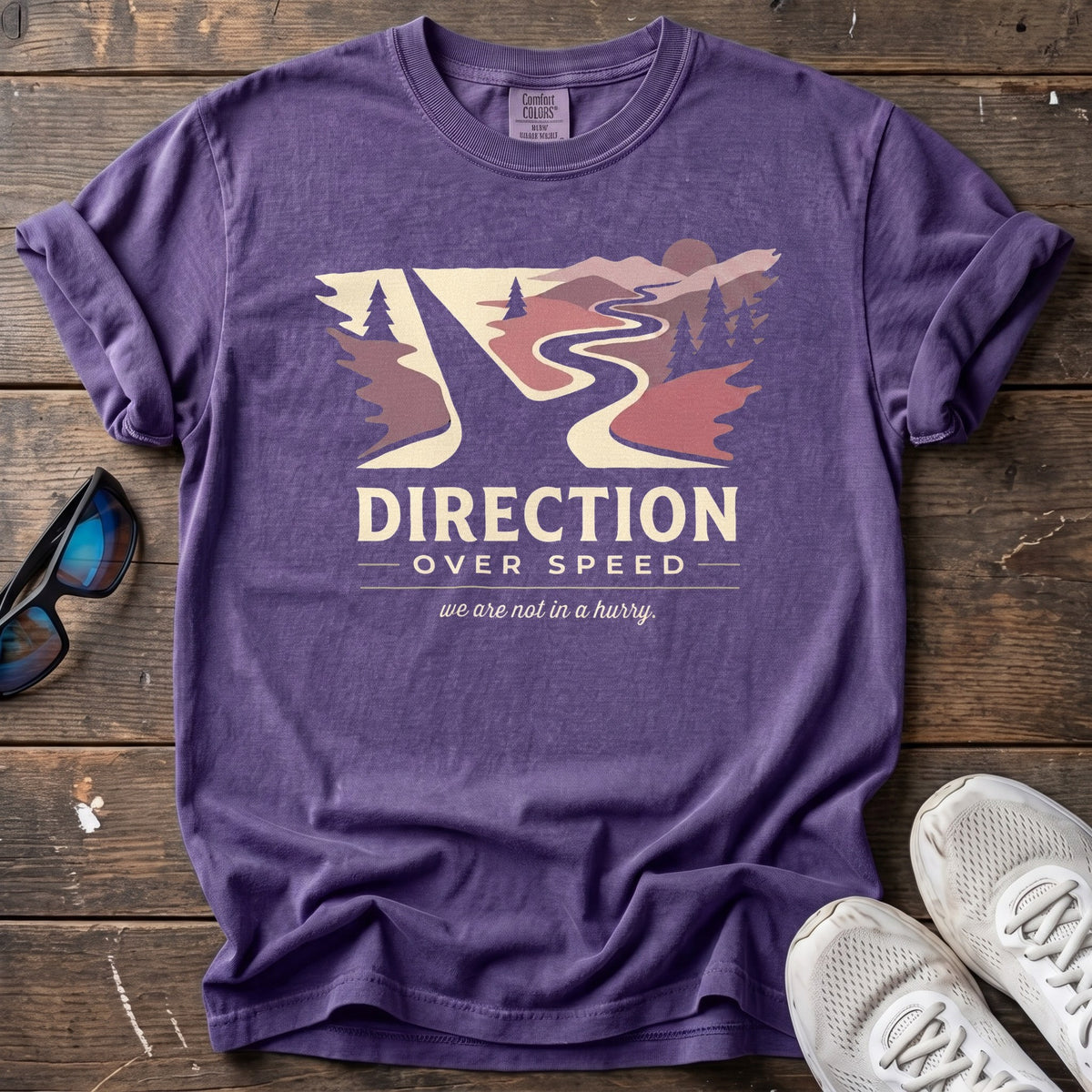 Direction Over Speed Tee — Grape