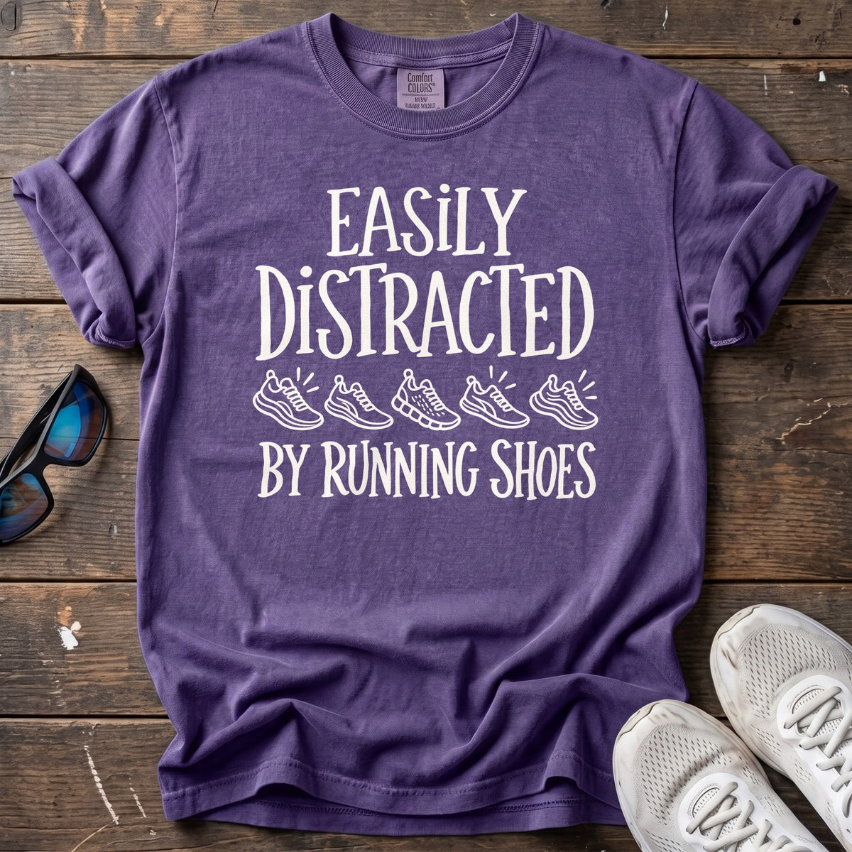 Easily Distracted By Shoes Tee — Grape