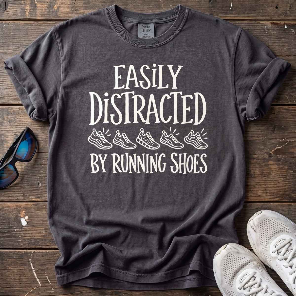 Easily Distracted By Shoes Tee — Graphite