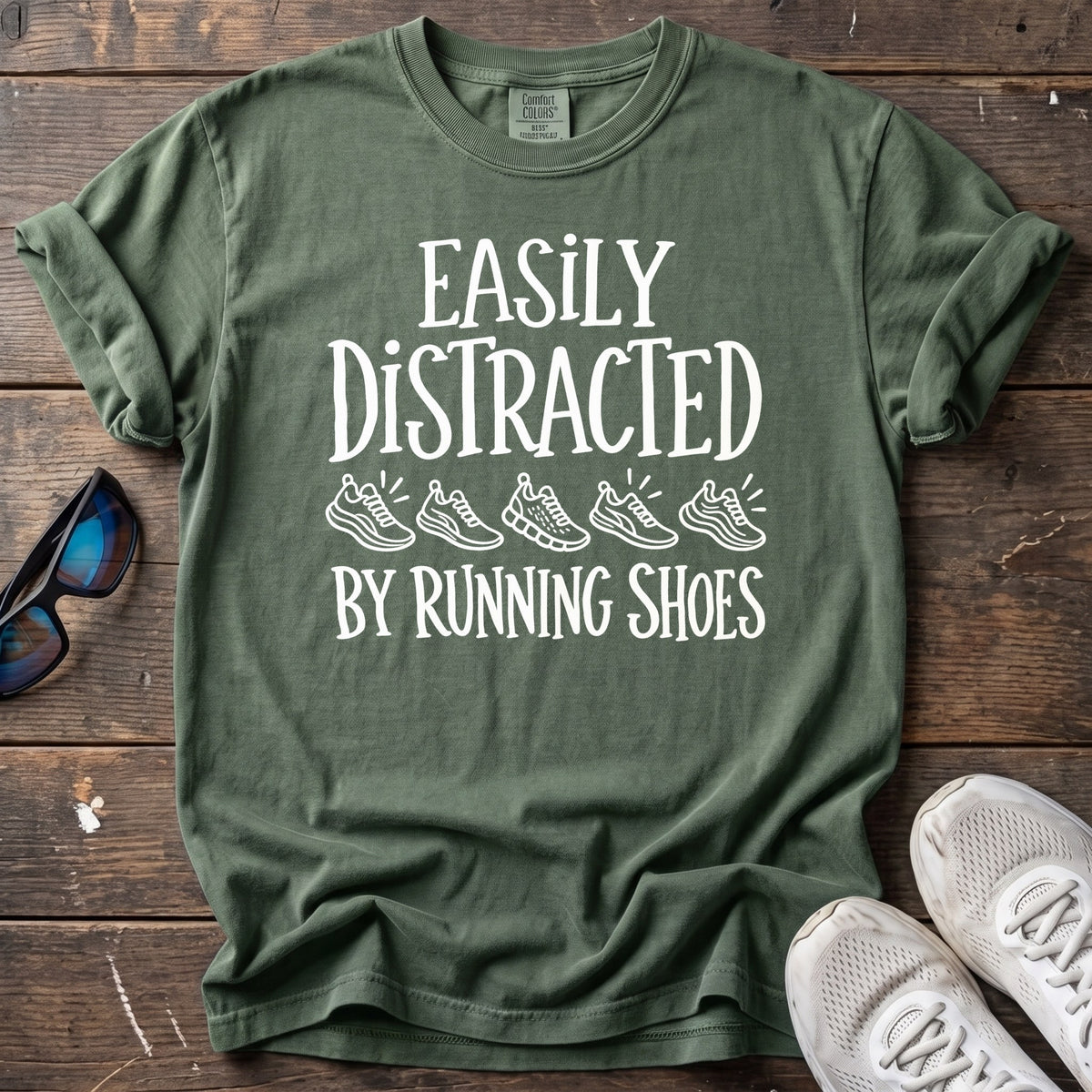 Easily Distracted By Shoes Tee — Moss