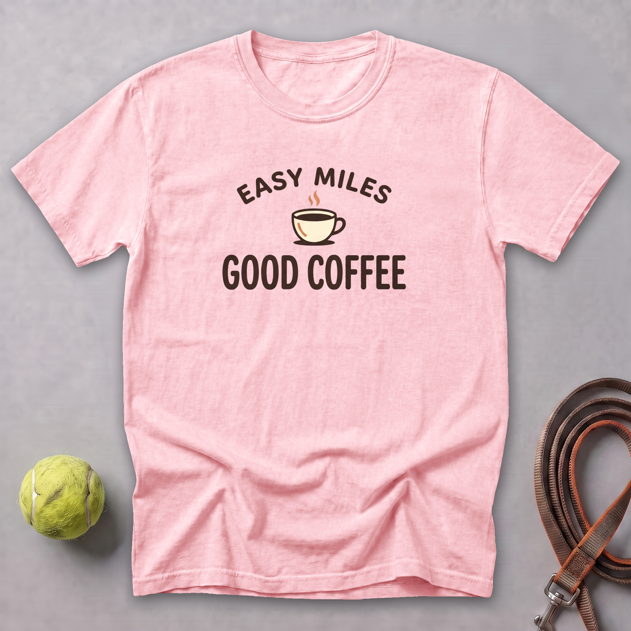 Easy Miles, Good Coffee Tee — Blossom