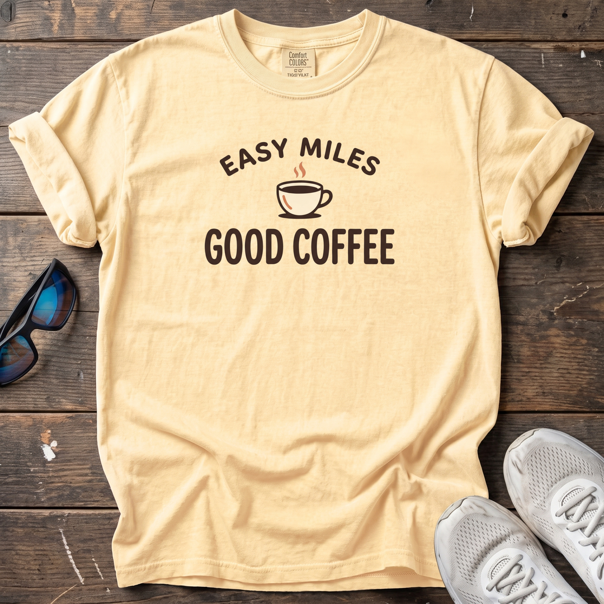 Easy Miles, Good Coffee Tee — Butter