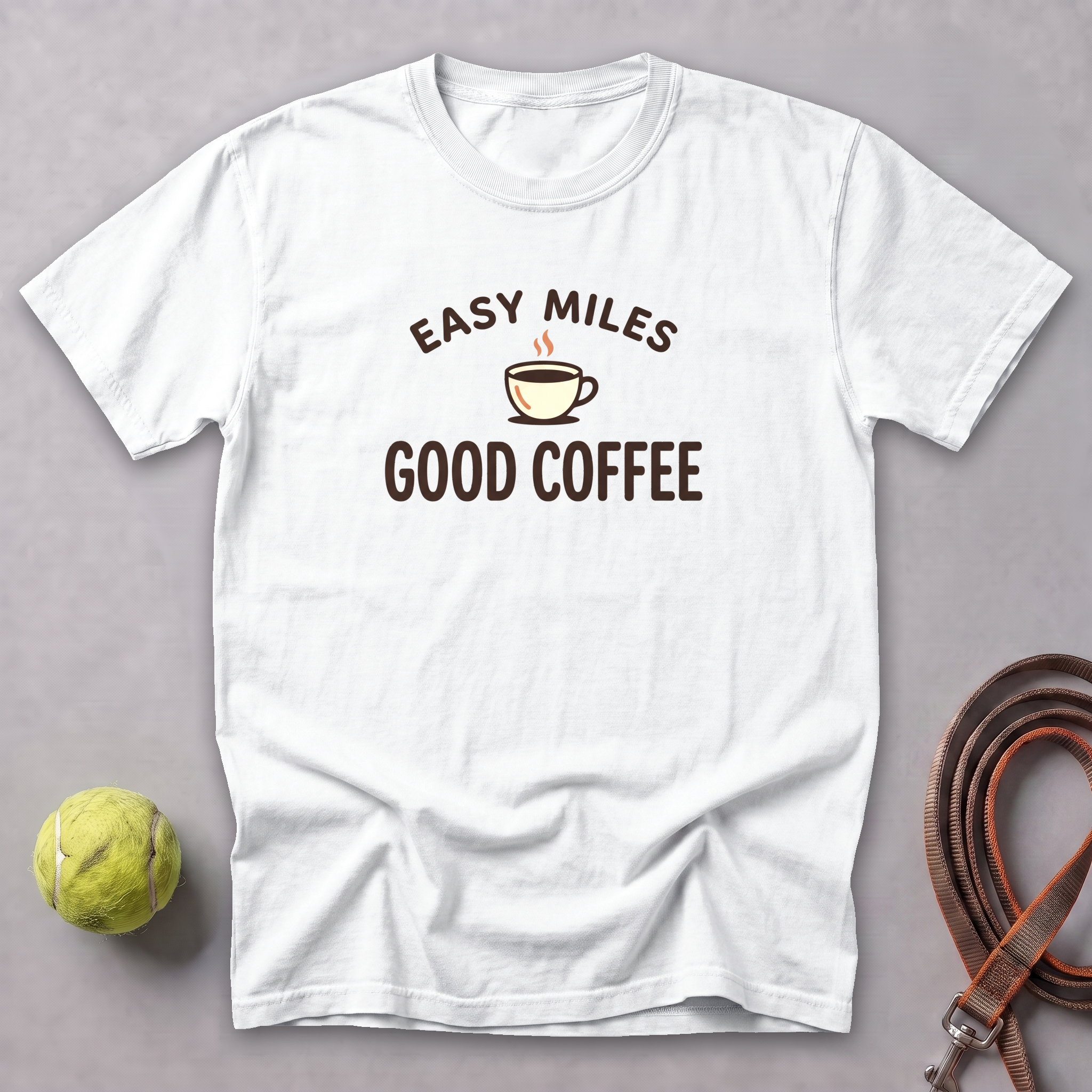 Easy Miles, Good Coffee Tee — White
