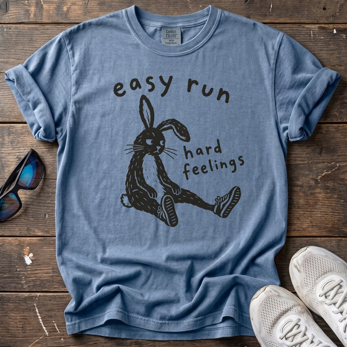 Easy Run, Hard Feelings Tee — Blue Jean