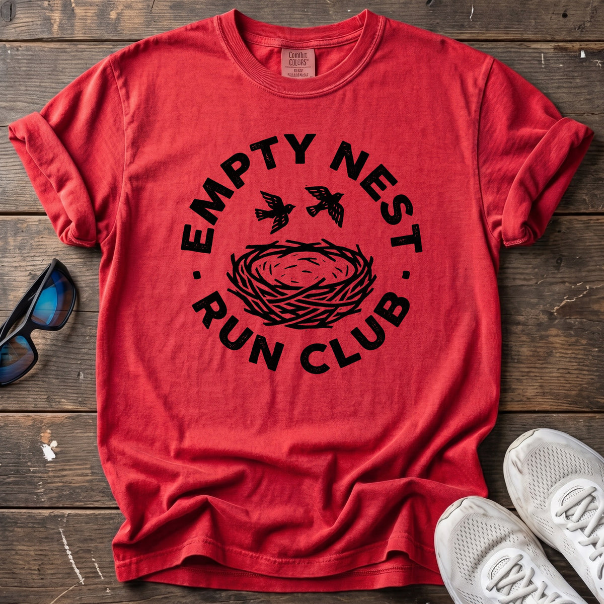 Empty Nest Linocut Tee — Red