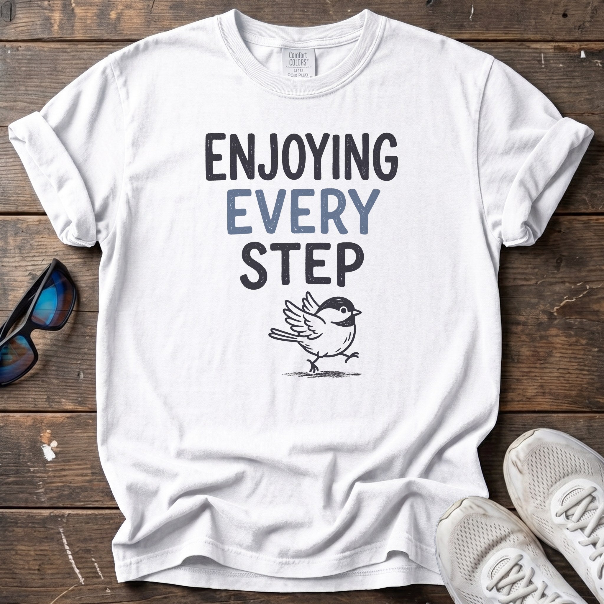 Enjoying Every Step Tee — White
