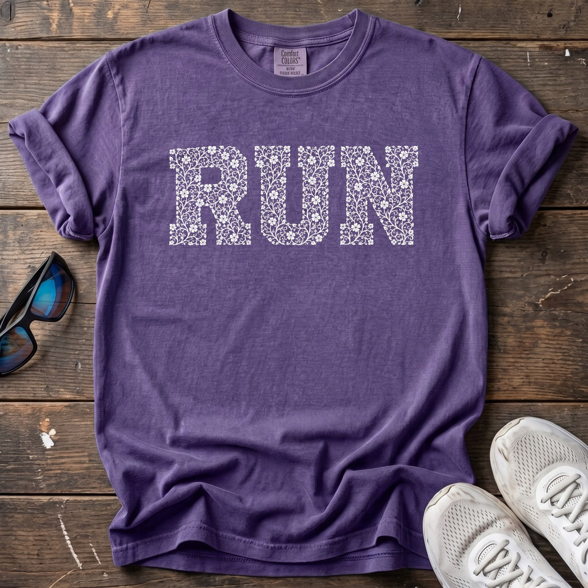 Floral Run Tee — Grape
