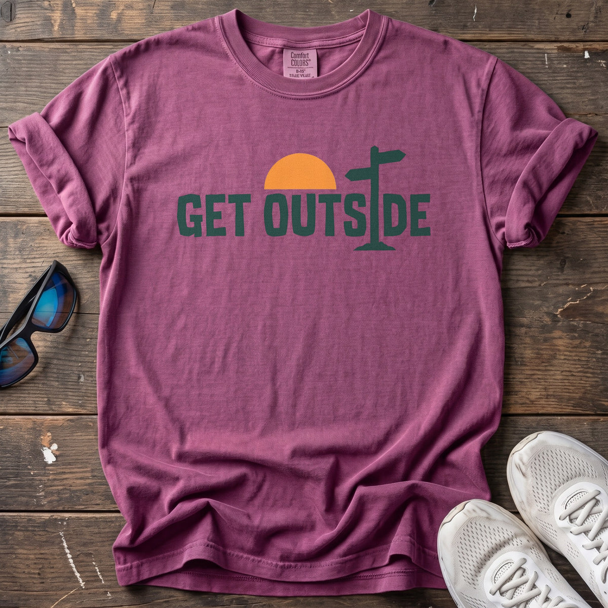 Get Outside Signage Tee — Berry