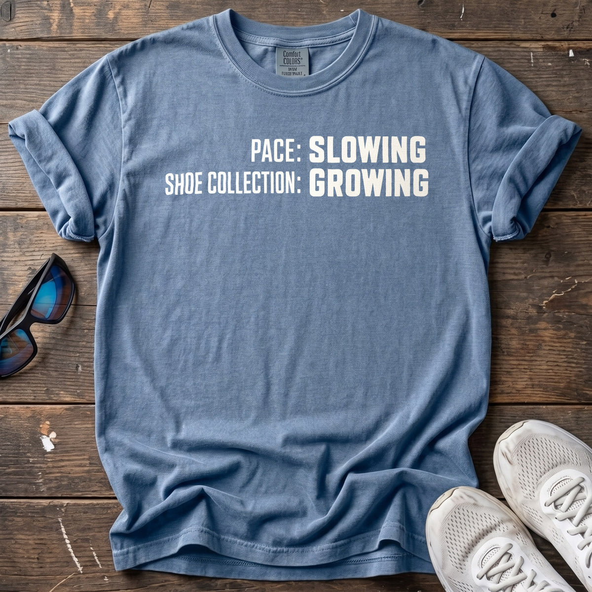 Growing Shoe Collection Tee — Blue Jean
