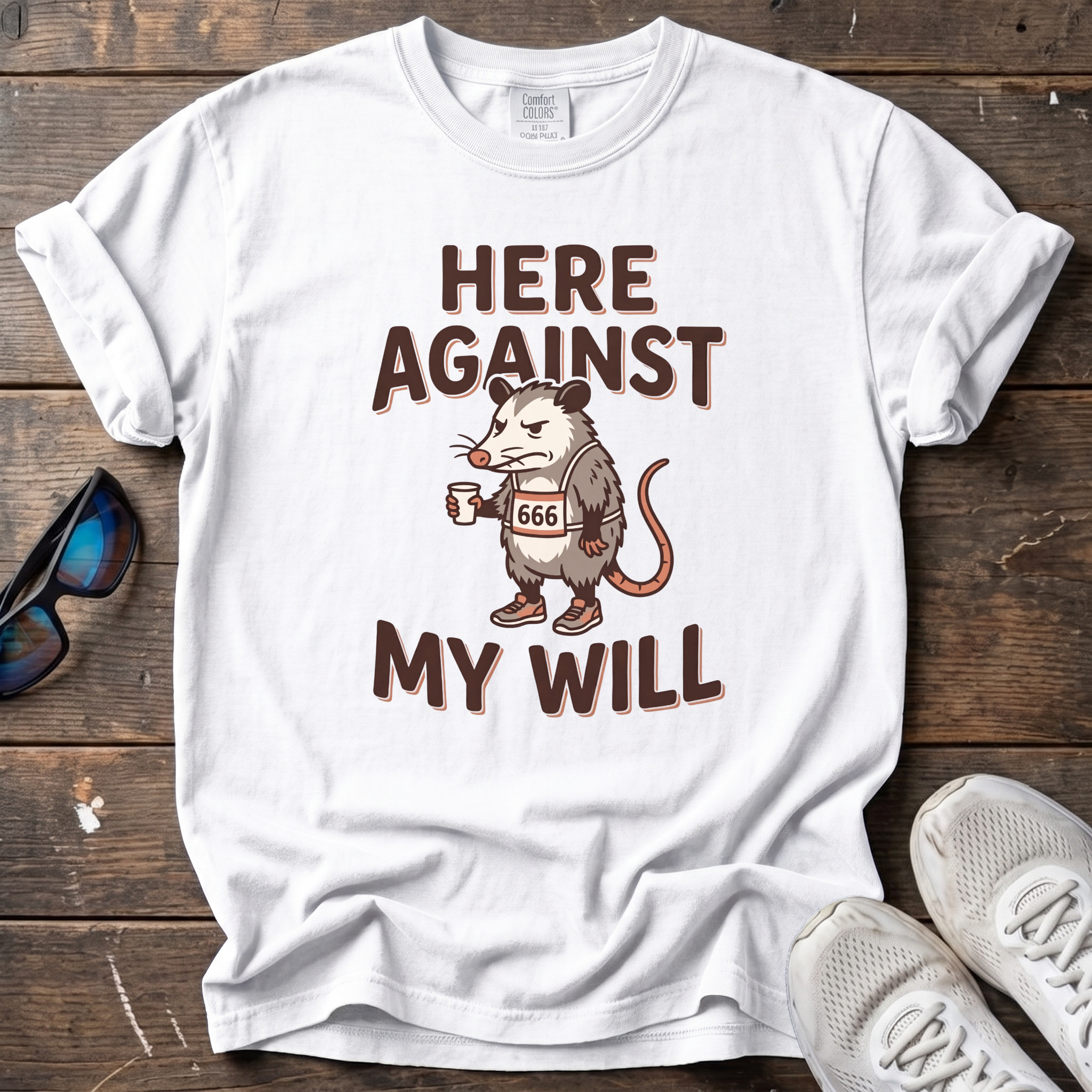 Here Against My Will Tee — White