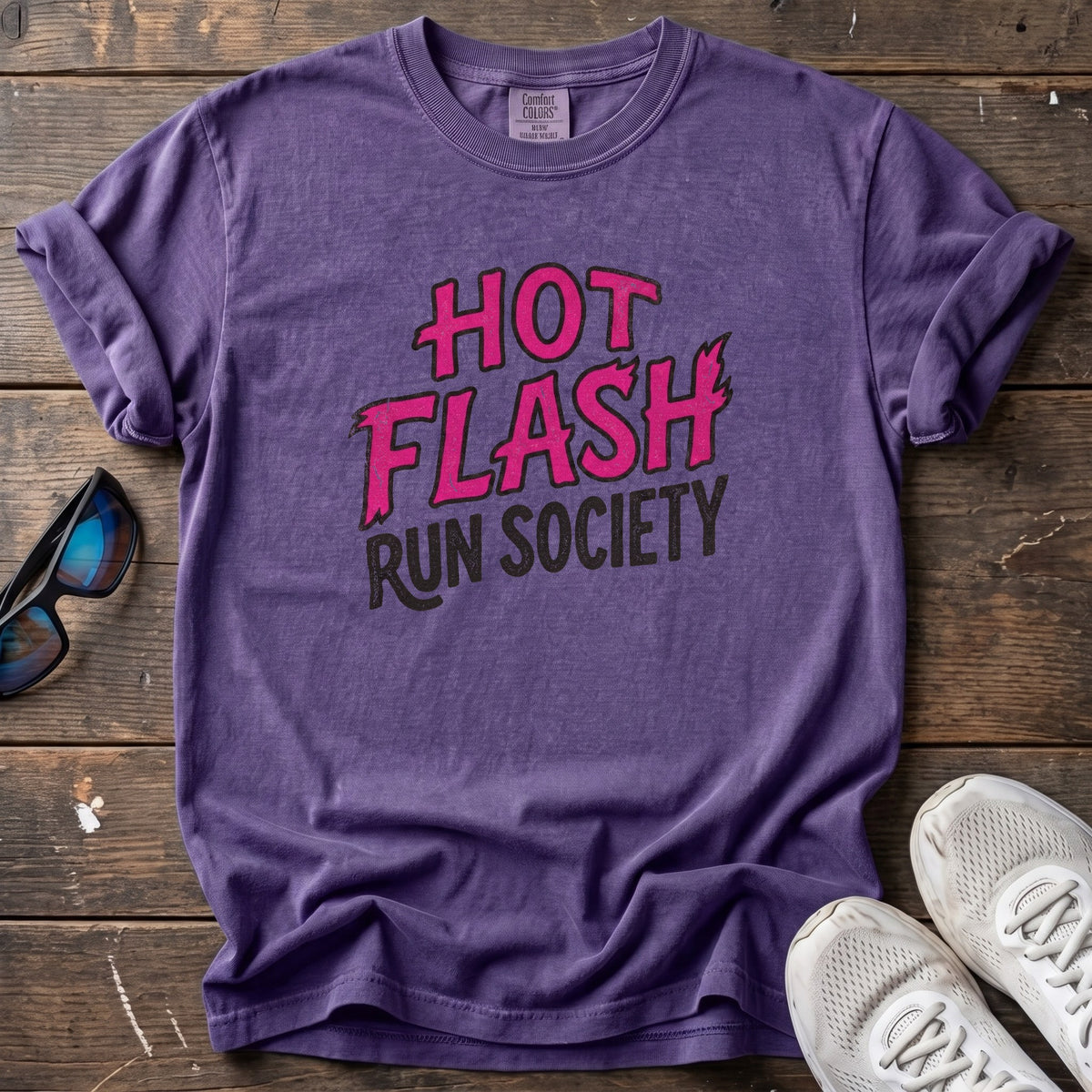 Hot Flash Run Society Tee — Grape