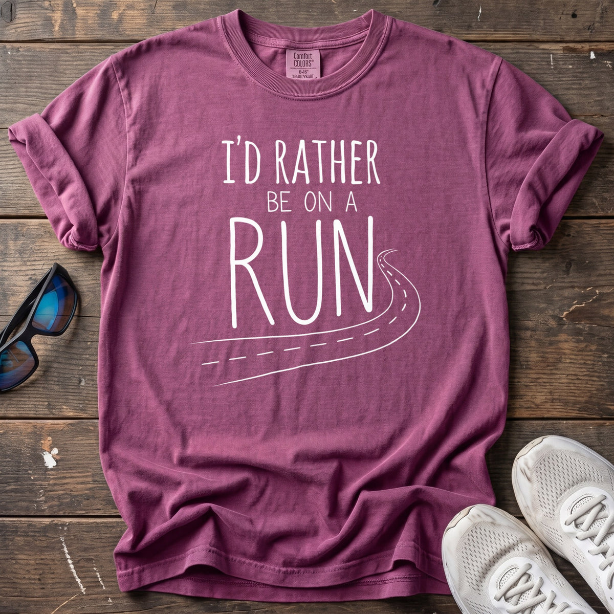 I'd Rather Be on a Run Open Road Tee — Berry