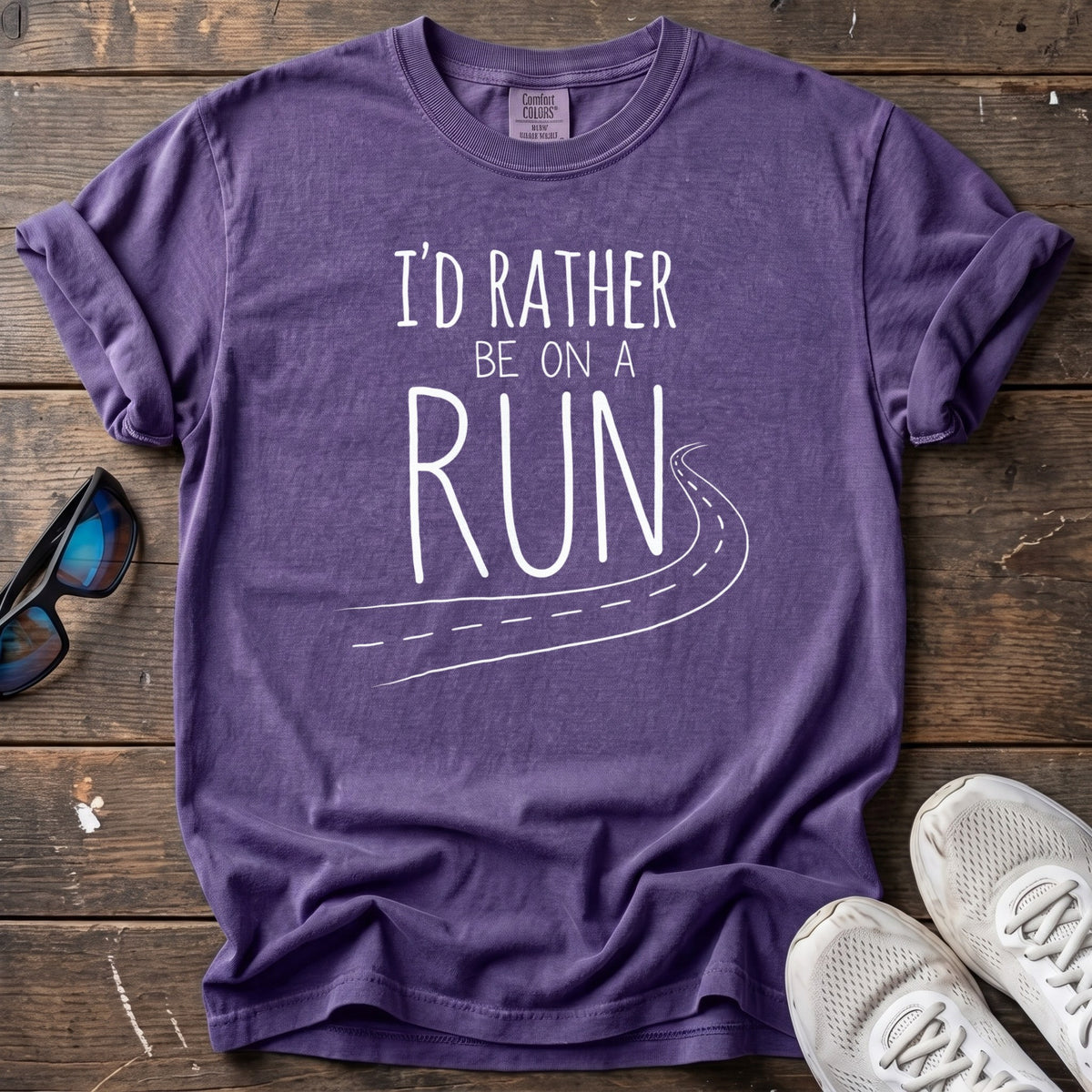 I'd Rather Be on a Run Open Road Tee — Grape
