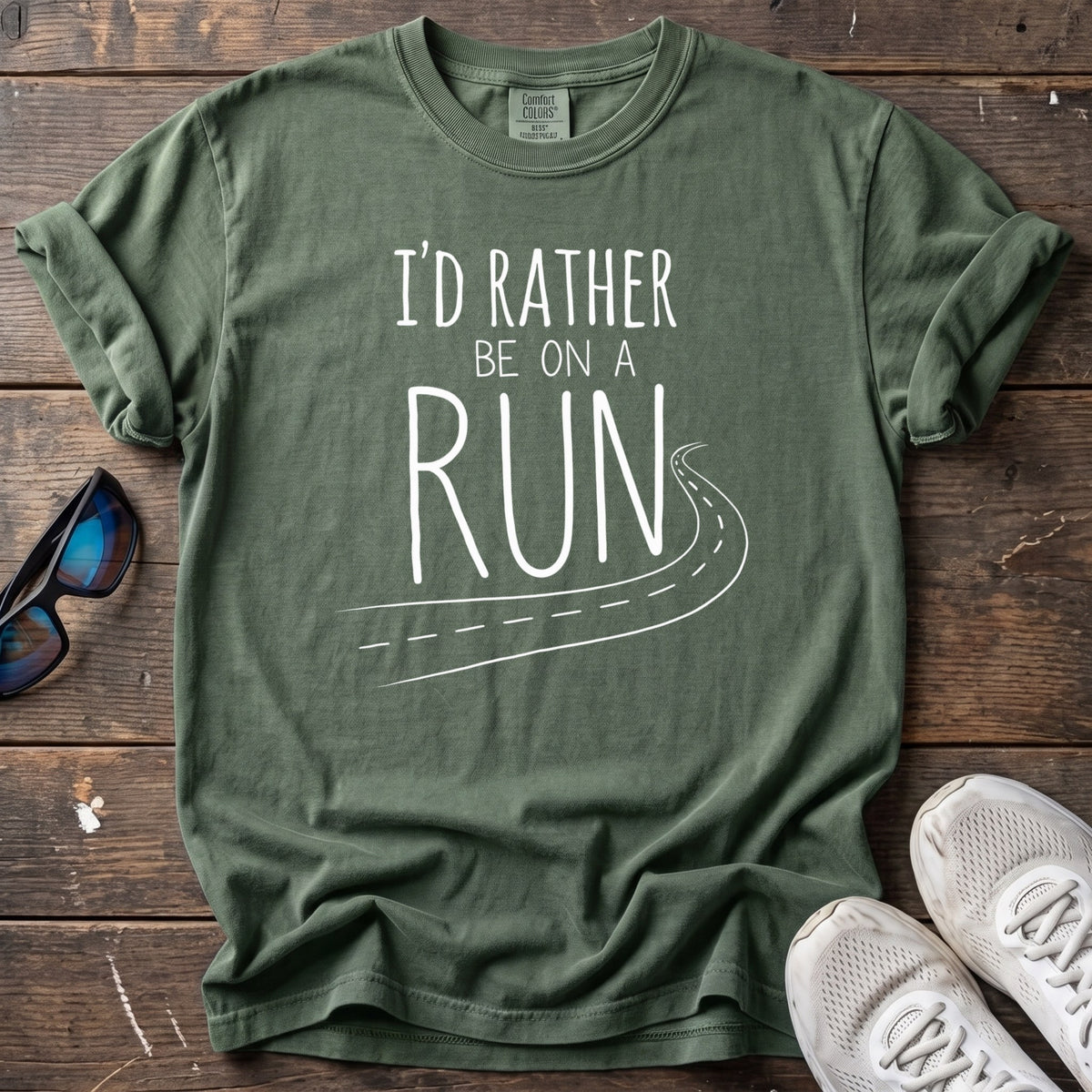 I'd Rather Be on a Run Open Road Tee — Moss