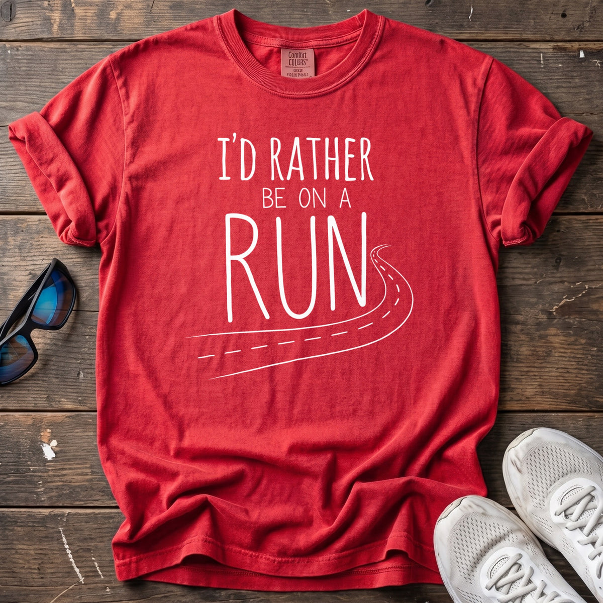 I'd Rather Be on a Run Open Road Tee — Red
