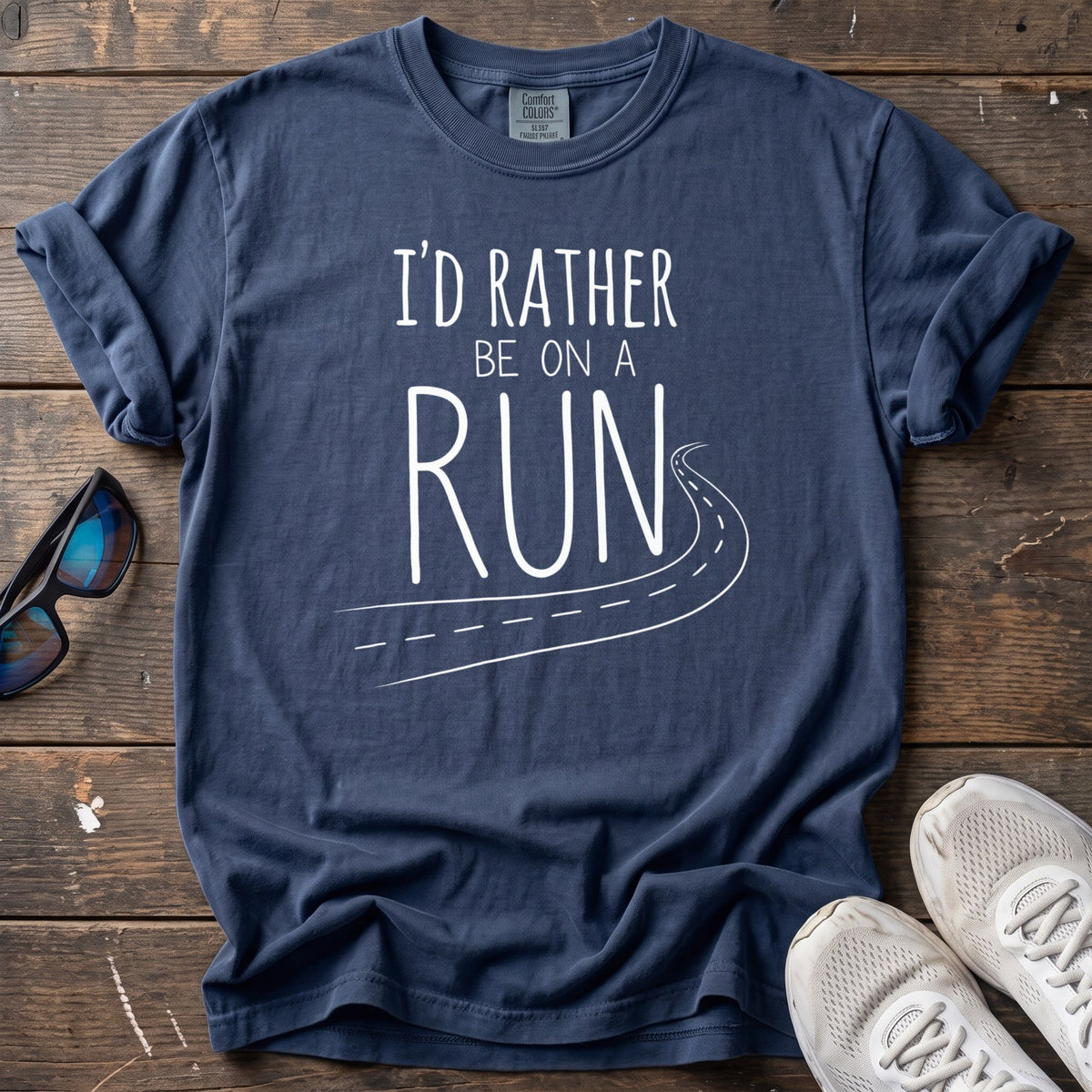 I'd Rather Be on a Run Open Road Tee — True Navy