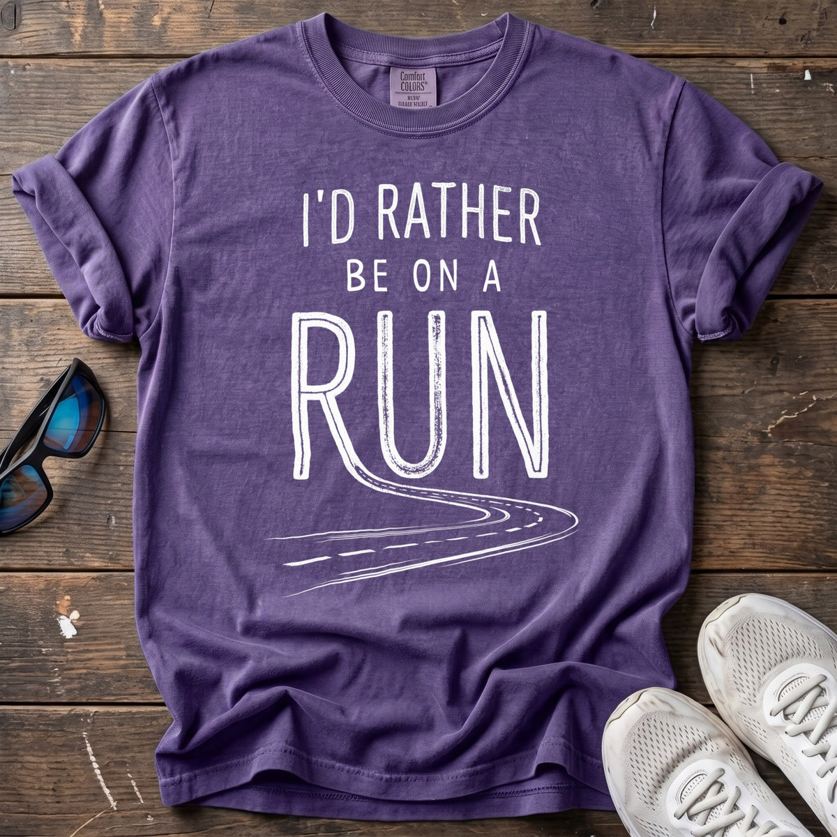 Rather Be on a Run Tee — Grape
