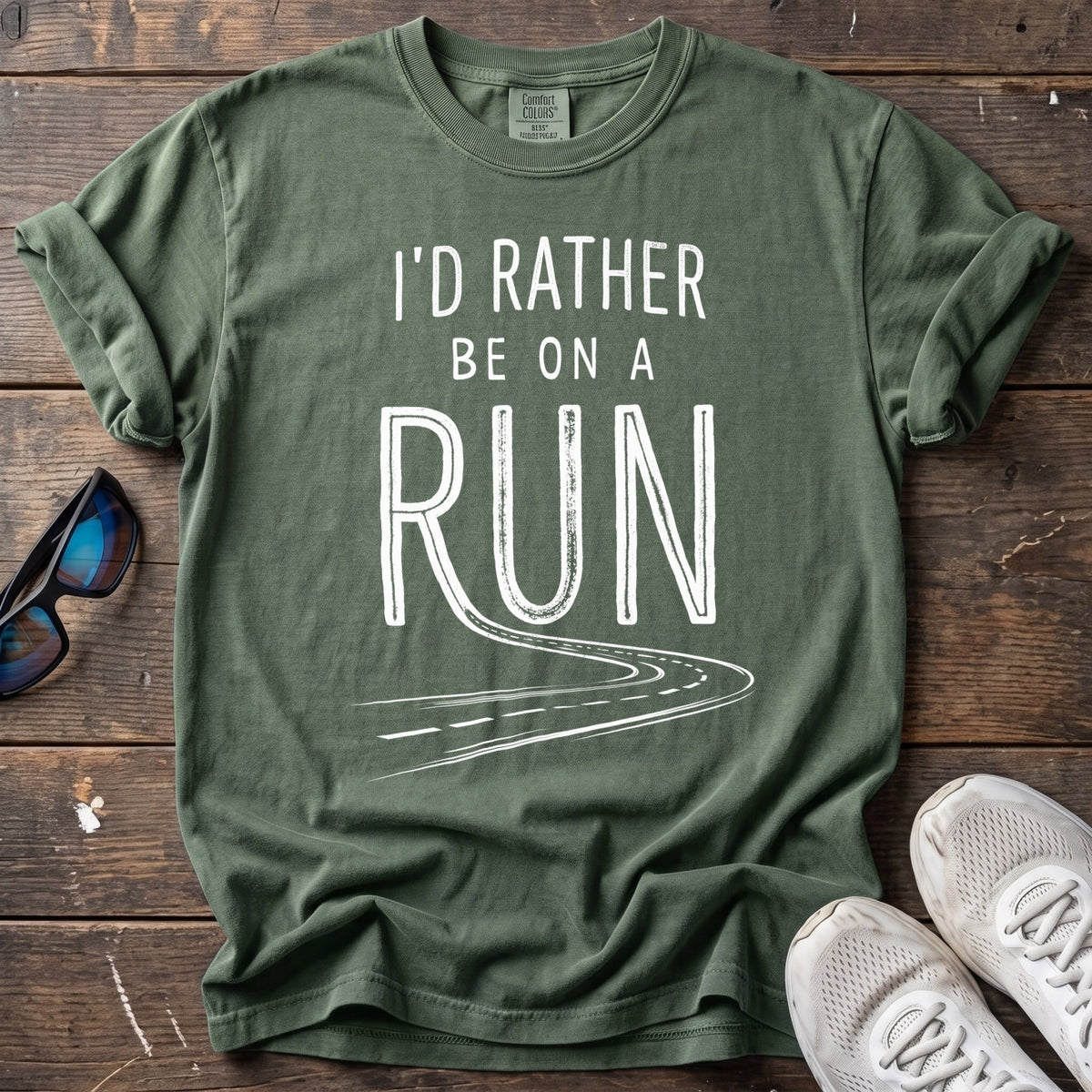 Rather Be on a Run Tee — Moss