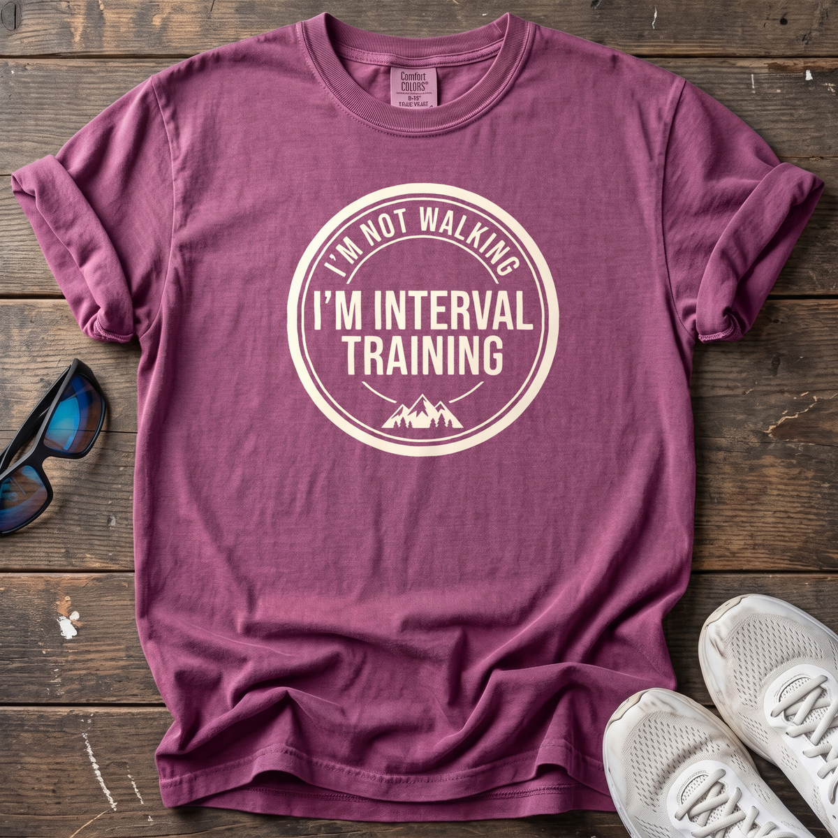Not Walking, Interval Training Tee — Berry