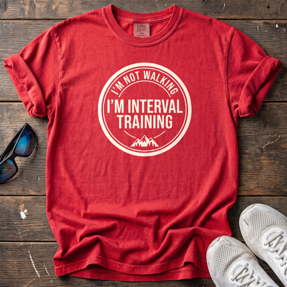 Not Walking, Interval Training Tee — Red