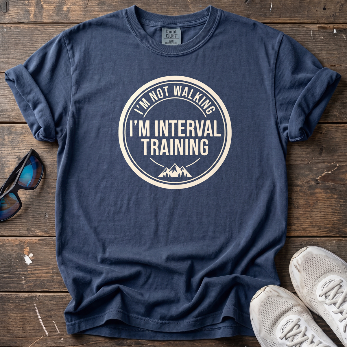 Not Walking, Interval Training Tee — True Navy