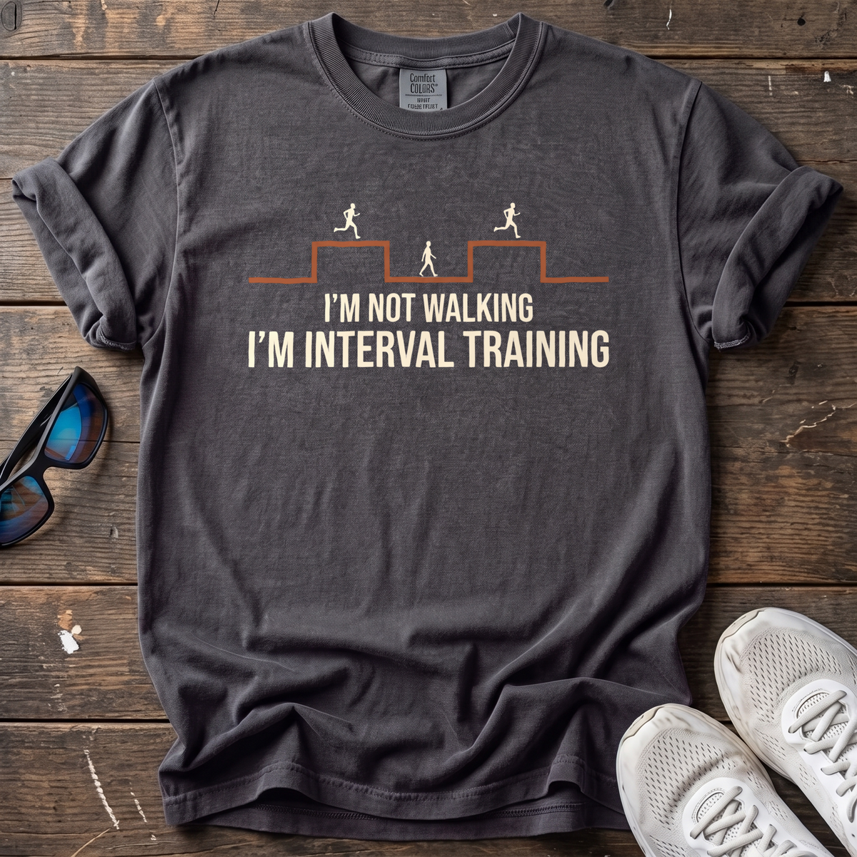 I'm Not Walking, I'm Interval Training Tee — Graphite