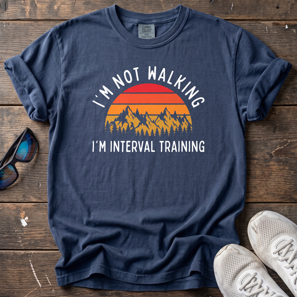 I'm Not Walking Sunset Tee — True Navy