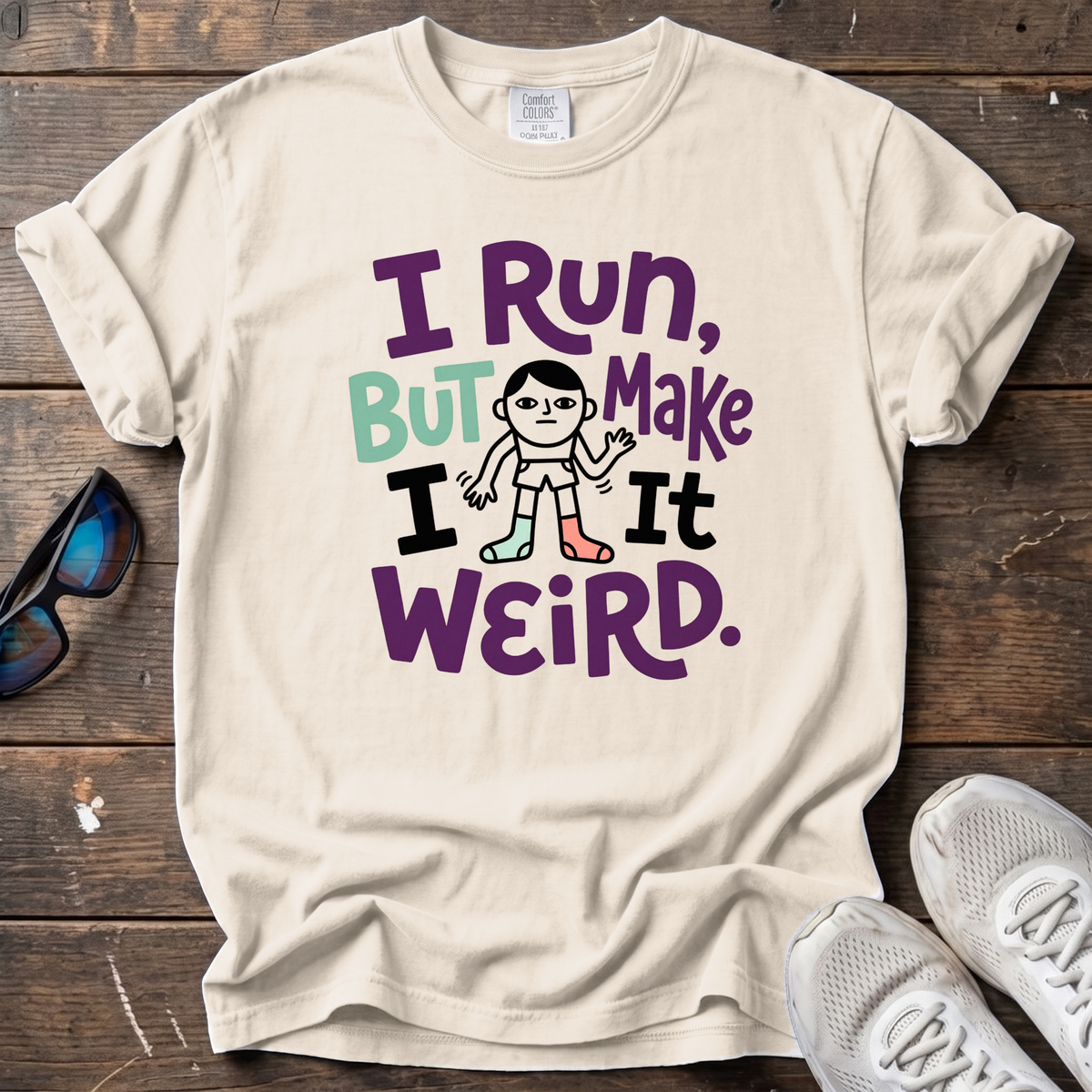 I Run, But Make It Weird Tee — Ivory