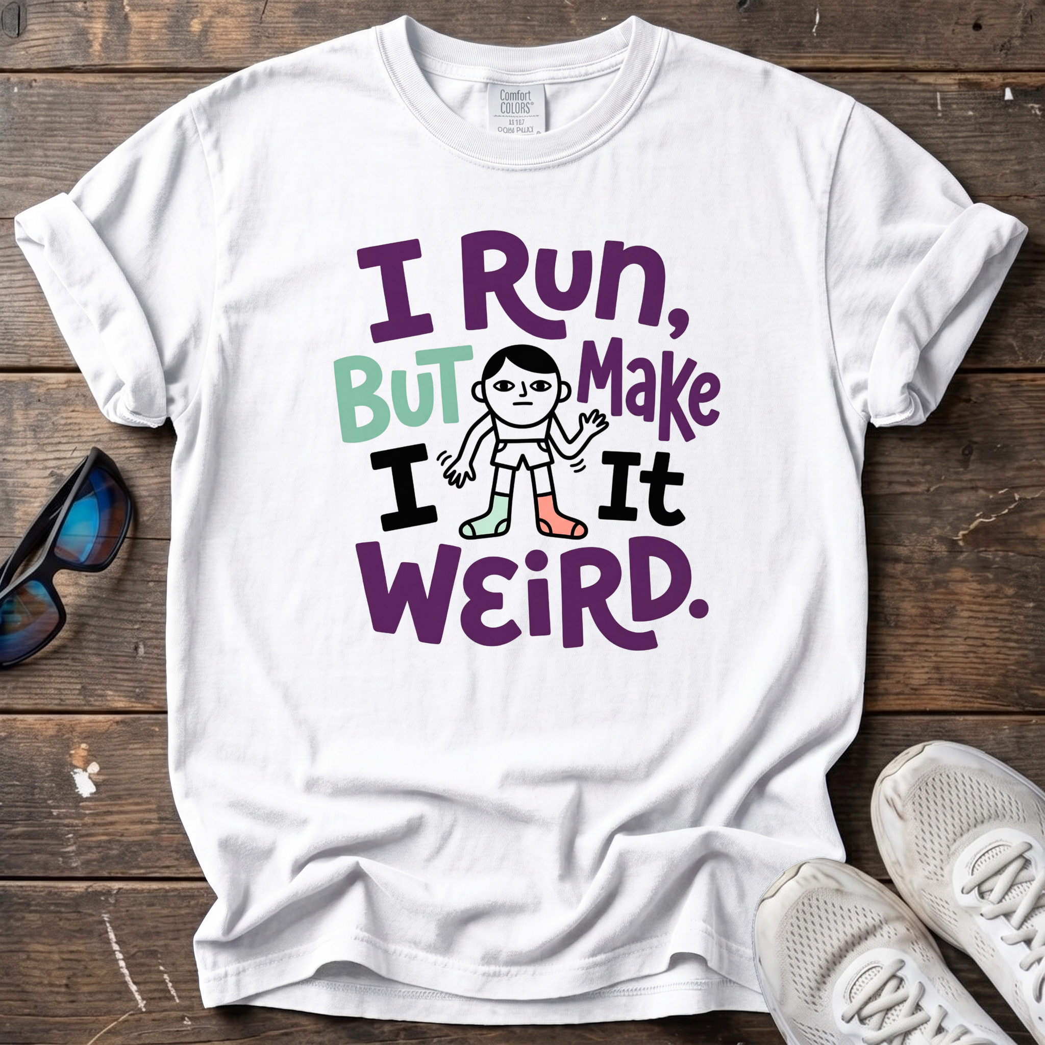 I Run, But Make It Weird Tee — White
