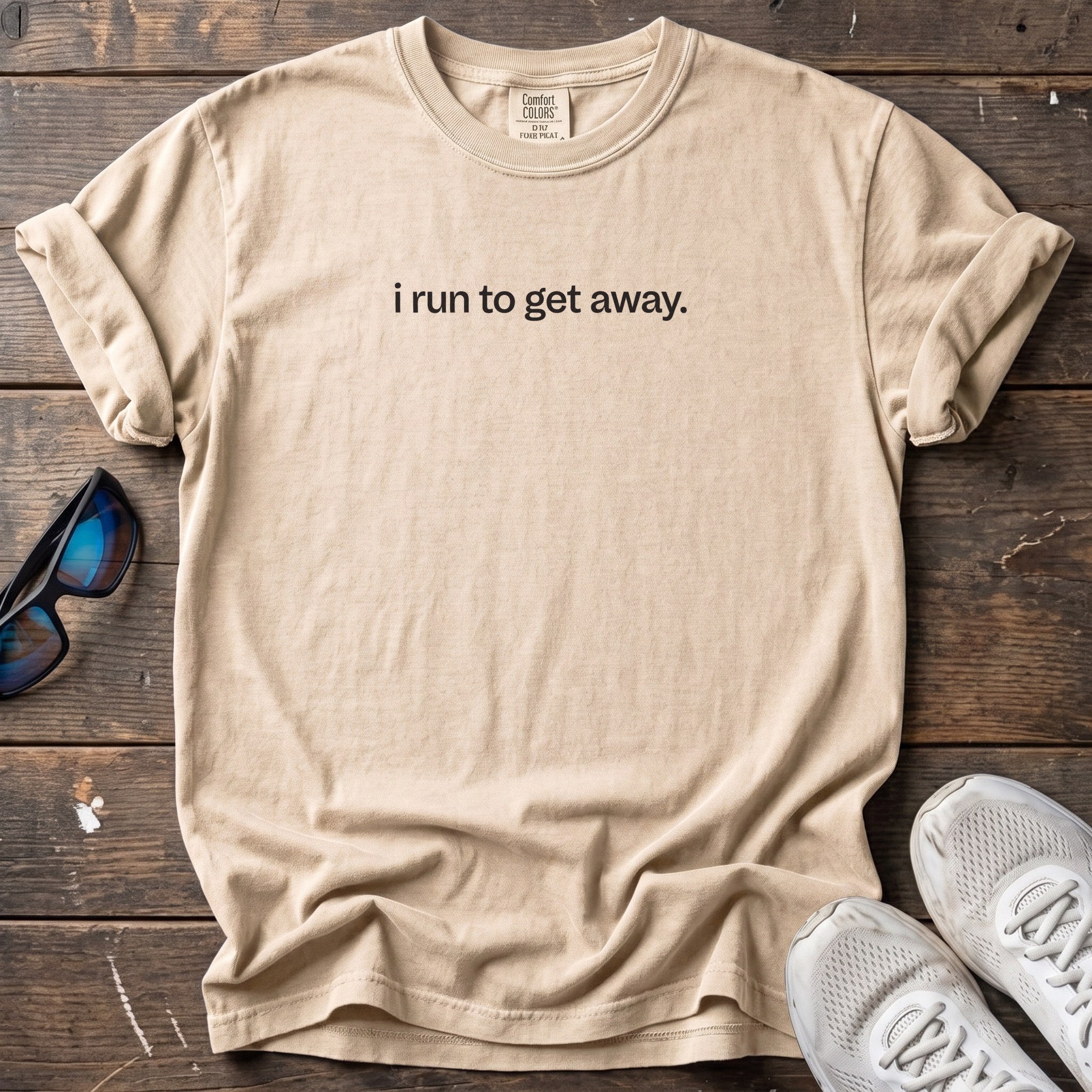 I Run to Get Away Tee — Ivory
