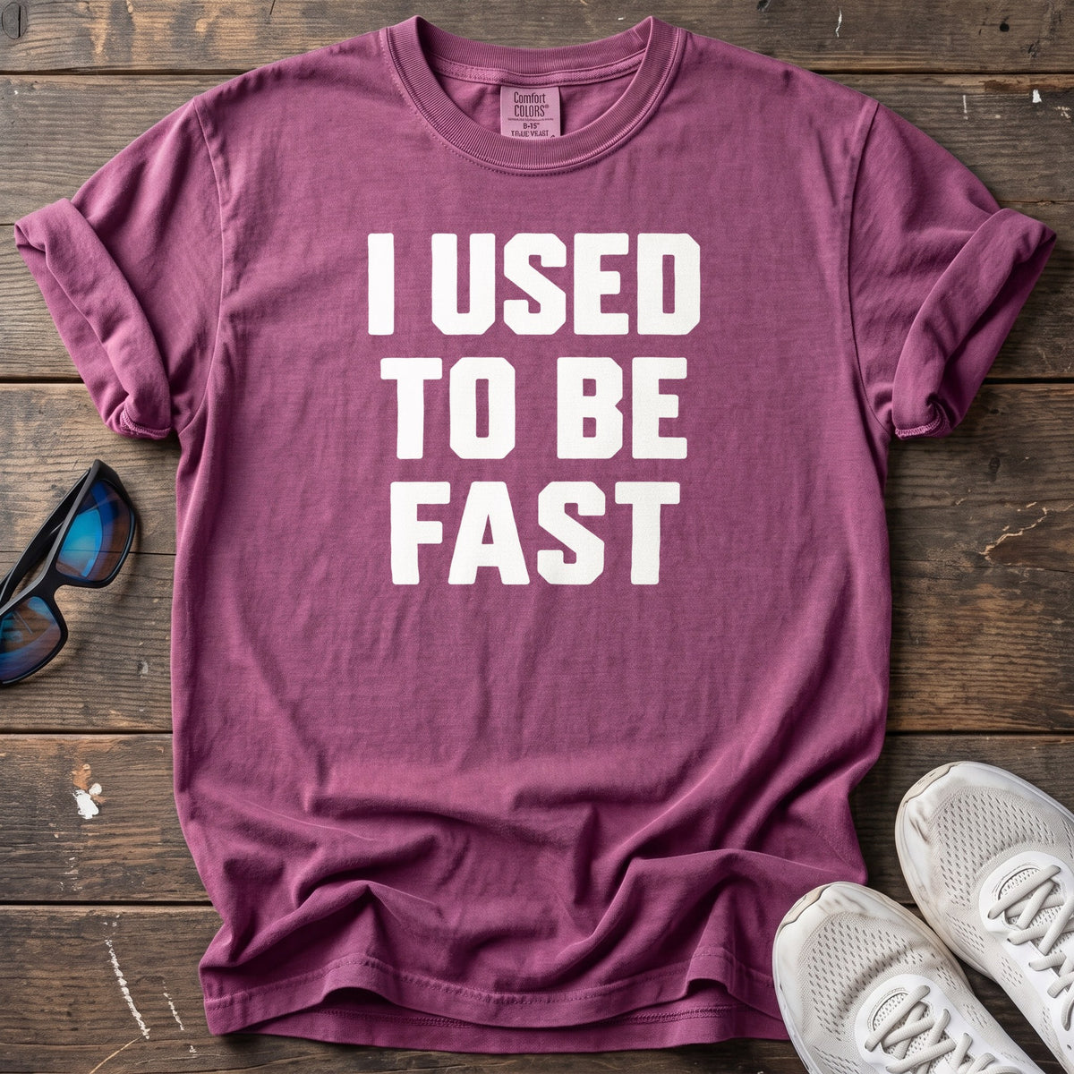 I Used To Be Fast Tee — Berry
