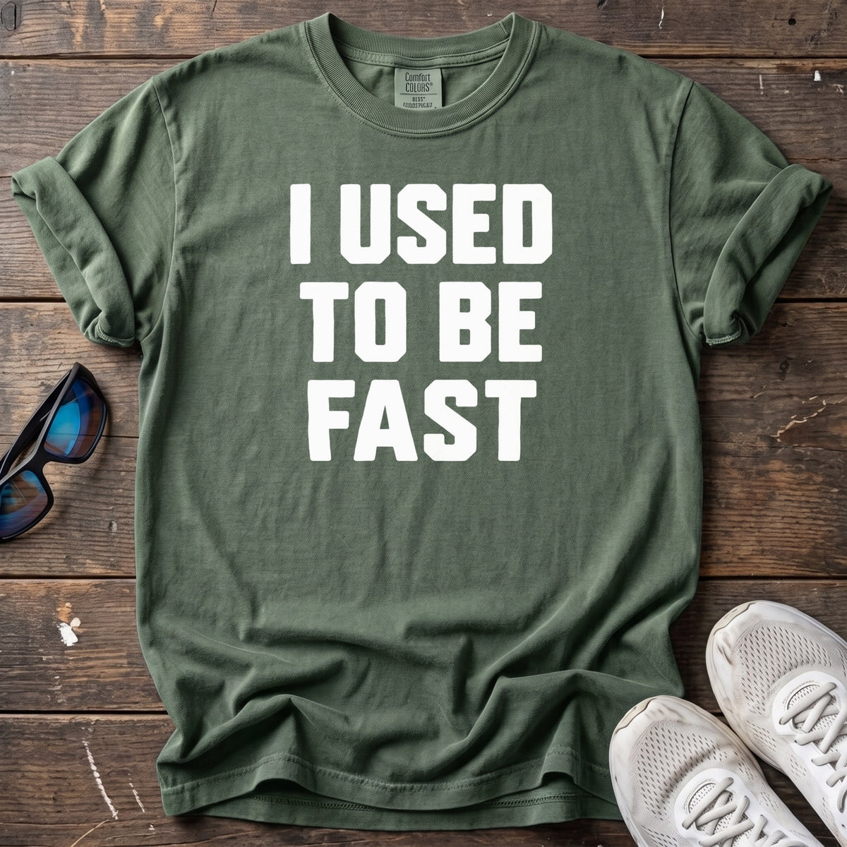 I Used To Be Fast Tee — Moss