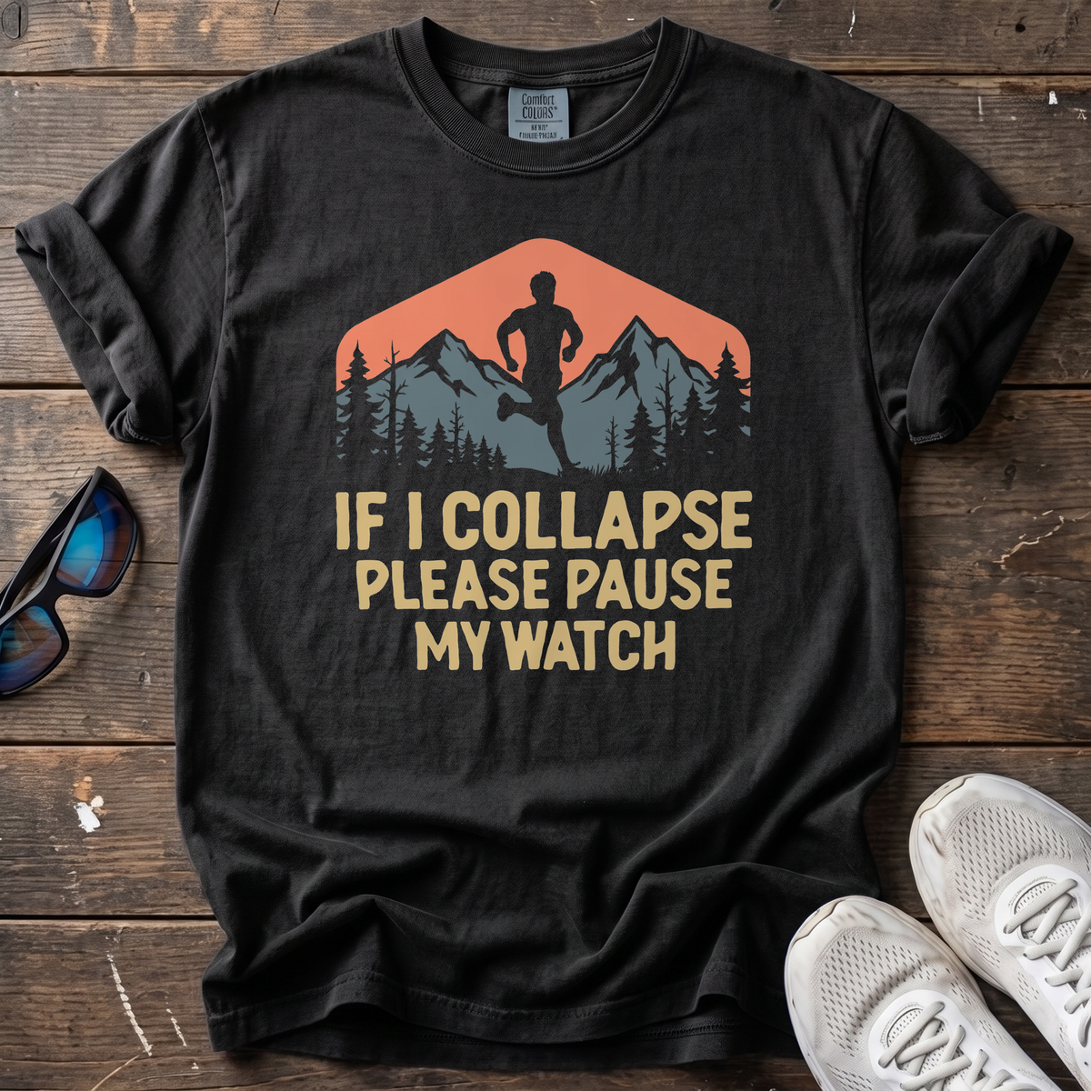 If I Collapse, Please Pause My Watch Tee — Black