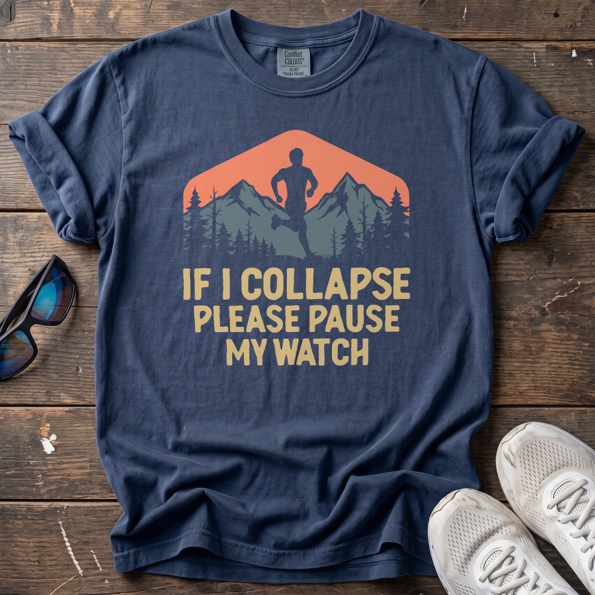 If I Collapse, Please Pause My Watch Tee — True Navy