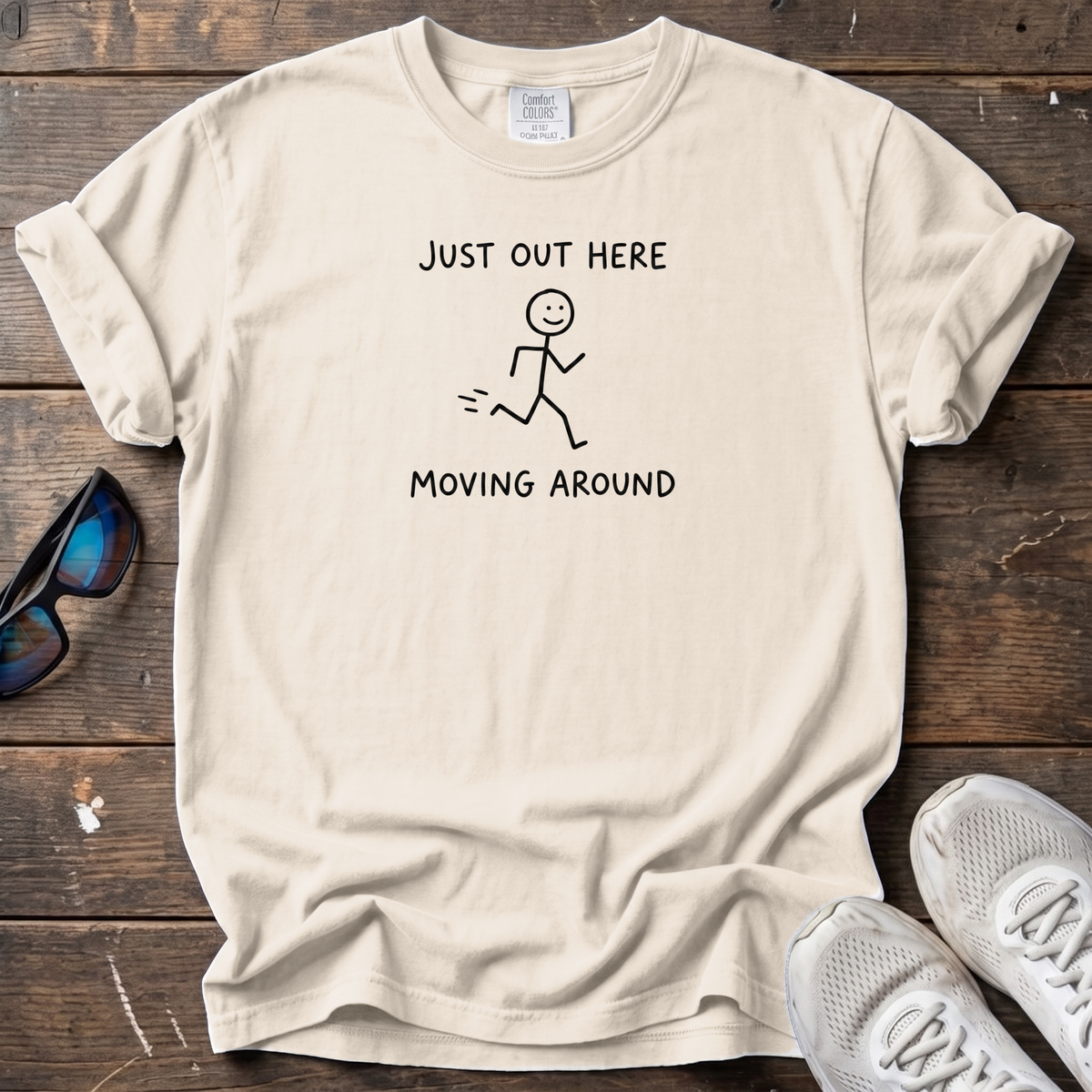 Just Out Here Moving Around Tee — Ivory